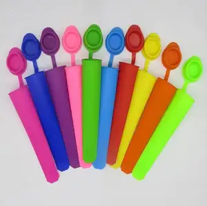 Custom food grade silicone Popsicle mold conjoined bar ice candy mold OEM elliptical with cover ice cream mold