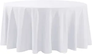 Wholesale American Style Round Polyester Table Linen White Wedding Table Cover Party Table Luxury Tablecloths Dinning