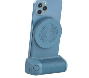 Poignée de caméra magnétique pour téléphone avec lumière d'appoint réglable et miroir, poignée de caméra antidérapante avec télécommande Bluetooth noire - Product Image 1