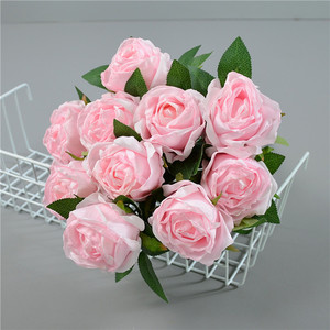Bouquet de roses artificielles Dongchen Crafts, 10 têtes, fleurs en soie rose pour mariage et décoration intérieure, diamètre 7 cm - Product Image 1