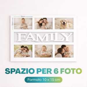 Cadre photo mural blanc avec inscription familiale pour 6 photos 10x15 cm, cadres en verre - Product Image 4