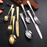 Ensemble de Couverts Classiques Dorés en Acier Inoxydable de Luxe pour la Maison, les Mariages et les Fêtes (Vente en Gros)