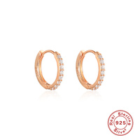 Boucles d'oreilles en forme de diamant en or, boucles d'oreilles simples, en zircon et argent sterling 925