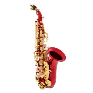 SEASOUND OEM <span class=keywords><strong>Saxofón</strong></span> Soprano Curvo Rojo de Alta Calidad y Bajo <span class=keywords><strong>Precio</strong></span>, Tono BB, Llaves Doradas, Estuche Plegable Impermeable JYSS100DRDL - Product Image 3