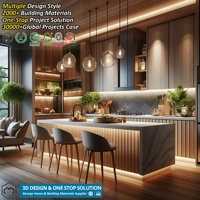 Villa de luxe avec texture bois chaleureuse, menuiserie haut de gamme, solution intégrée pour toute la maison, armoires de cuisine sur mesure