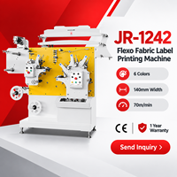 Machine d'impression flexographique pour étiquettes textiles JR-1242 homologuée CE, 6 couleurs, largeur de ruban de 140 mm, pour l'impression d'étiquettes de lavage de vêtements