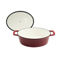 Cocotte en fonte émaillée brillante antiadhésive, design européen, ovale, avec deux poignées latérales courtes