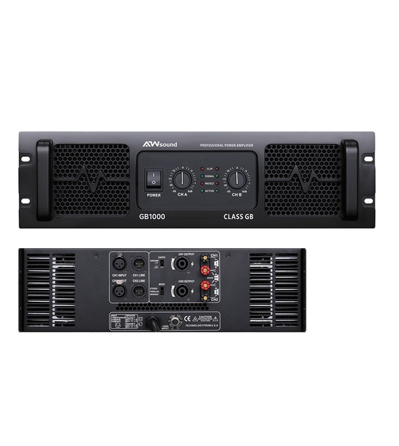 GB1000 Pro Audio Amplifier 3U Rack Class H 2x1000W Dual Channel 4 Ohm Power Amplifier