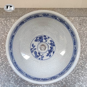 <span class=keywords><strong>Lavabo</strong></span> <span class=keywords><strong>Rotondo</strong></span> in Ceramica Dipinto a Mano, Lavandino da Appoggio per Bagno in Stile Tradizionale - Product Image 3
