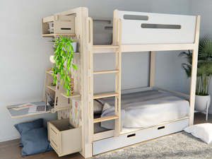 Litera de madera sólida para niños, cama alta y baja multifuncional con <span class=keywords><strong>escalera</strong></span> y estantes de almacenamiento, muebles modernos de dormitorio - Product Image 4