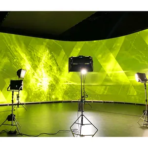 7680HZ Black Gold Wire Lamp Flexible Pantalla Curve Stage Indoor P2.6 Immersive Studio Led Screen for Virtual Production
