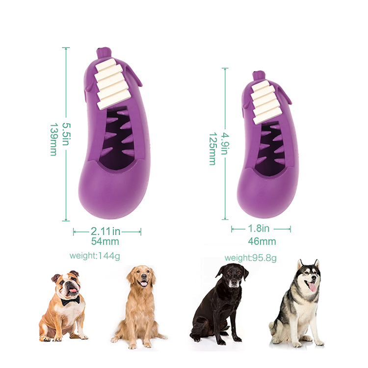 Indestructible Eggplant Rubber Dog Chew Toy – Treat Dispensing Dog Toy for Aggressive Chewers - View 5