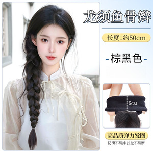 Perruque tressée en queue de poisson, en fibre haute température, tricotée à la main, cheveux réalistes pour femmes, style Miss - Product Image 6