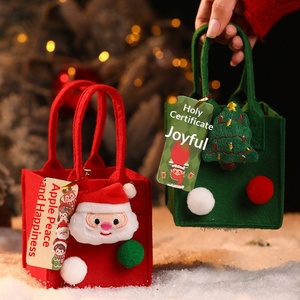 Sac cadeau de Noël en tissu non tissé, sac à main décoratif, petite boîte cadeau pour la veille de Noël, emballage de fruits, fabriqué en Chine, touche rouge - Product Image 3
