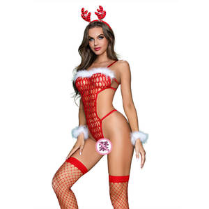 Venta al por mayor Navidad señoras erótico Body <span class=keywords><strong>Sexy</strong></span> Navidad Lencería <span class=keywords><strong>Santa</strong></span> <span class=keywords><strong>Claus</strong></span> <span class=keywords><strong>disfraz</strong></span> con astas - Product Image 5
