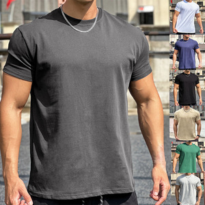 T-shirt de sport pour homme de haute qualité 6648-P, séchage rapide, 100% coton, surdimensionné, uni, anti-rétrécissement, manches courtes, col rond, logo sur le devant - Product Image 2