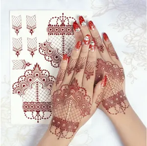 Stencil adesivo Henna impermeabile temporaneo con Logo rosso rosso marrone personalizzato oro bianco nero personalizzato