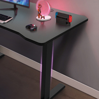 2026 Moderne Verstelbare Hoogte LED Computerbureau E-sport Bureaublad Zwart RGB Gaming Tafel PC Bureau Met Headset Houder