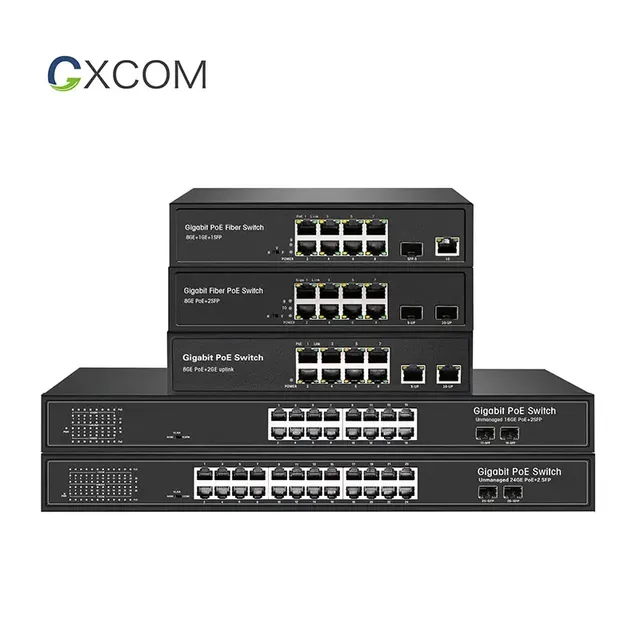 48V Unmanaged Full Gigabit Poe Switch 8 16 24 48 Port for CCTV NVR