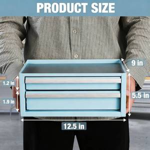 Small Size Multi-function <b>Metal</b> Steel <b>Tool</b> Cabinet 2 Drawers Non-Slip Workshop Storage Efficiency Fashion Desktop Case - Product Image 3