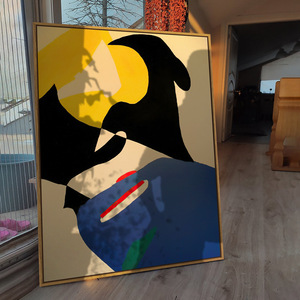 Peinture sur toile abstraite contemporaine, portrait rétro, art mural moderne du milieu du siècle, peinture pour la décoration d'un appartement ou d'un salon - Product Image 3