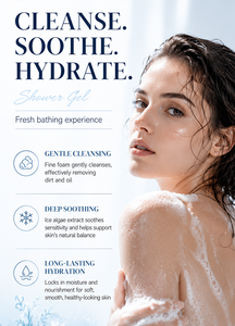 Gel Douche Hydratant Profond aux Algues Glaciaires et Extraits Prébiotiques, Réparation de la Barrière Cutanée, Pour Peaux Sensibles, Adultes, 500ml - Product Image 4