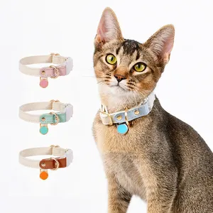 Loudik all'ingrosso stile occidentale di sicurezza di lusso Anti-perso ID Laser targhetta accessori in morbida pelle collare per gatti per animali di piccola taglia