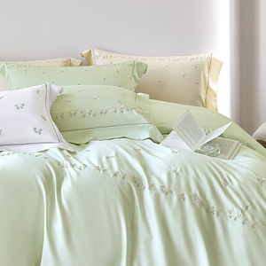 Light Luxury Floral <b>Bedding</b> <b>Set</b> Pure Cotton Reactive Dyeing Four Piece <b>Set</b> Breathable For All Seasons - Product Image 1