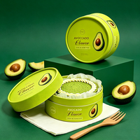 Boîte à gâteau en papier cylindrique à saveur naturelle d'avocat, résistante aux hautes températures, avec motif imprimé personnalisé