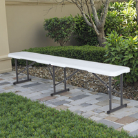 Blanc 6ft Portable Pliant Banc De Jardin Moulage Par Soufflage Plage Table Extérieure Pliable En Métal Conception pour Villa Cuisine Utilisation Extérieure