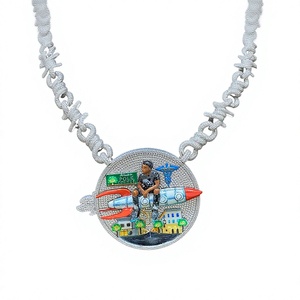 Luxuriöser Designer-Herren-Hip-Hop-Anhänger im Iced Rocket Man Stil mit geometrischem Moissanit, 18 Zoll Cuban-Kette, rhodiniert, 925er Silber-Charm - Product Image 1