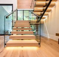 Rampe en verre sur mesure pour escalier droit de villa, prix usine Prima nice.