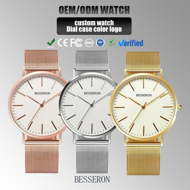 Wholesale Men's Luxury Minimalist Plastic & Leather Band Stainless Steel Watches Quartz Movement Water Resistant Slim Durable