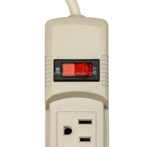 4 ổ cắm điện, 15A 125V 1875W, 90 Joules, dây ngắn 20 inch với phích cắm phẳng, dải điện nhỏ bảo vệ tăng màu be - Product Image 3