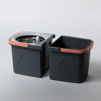 Serpillère rotative pliable en acier OEM neuve avec seau, essorage automatique à 360°, durable, pour usage domestique, avec 2 têtes de serpillère