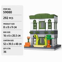 Set de Construcción de Bloques de Edificios Modernos con Techo Verde Personalizado, con Plantas y Banco, Juguetes Educativos para Niños para Ensamblar y Exhibir