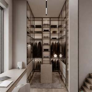 Armario Vestidor de Diseño de Lujo Personalizado, de Aluminio con Puerta de Vidrio, para Dormitorio, para Villa - Product Image 1