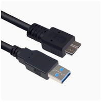 Kabel Data Komputer USB 3.0, AM Male ke Micro-B, Kabel Koneksi Hard Drive Eksternal Kecepatan Tinggi 0,3 meter.