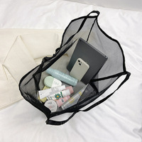 Sac fourre-tout de plage en maille de nylon à la mode personnalisé sac à main imperméable pour les courses en plein air sac de rangement réutilisable facile à transporter lettre