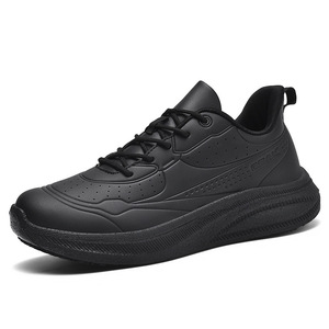 Chaussures de sport décontractées pour hommes noires, à lacets, légères, grandes tailles, chaussures de marche antidérapantes et résistantes à l'eau - Product Image 5