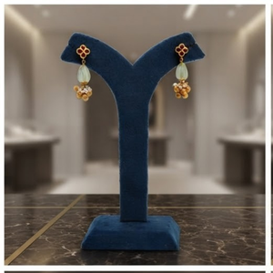 Pendientes de Oro Fino de 22K con Piedras Preciosas y Racimo de Perlas, Joyería de Lujo Hecha a Mano para Mujer, Pendientes de Flores Vintage - Product Image 1