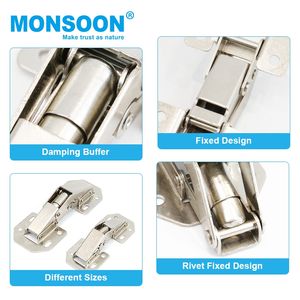 Quincaillerie Meubles charnière <span class=keywords><strong>pont</strong></span> type Nickel Placage métal 90 degrés en verre inoxydable charnière grenouille charnière Pour Placard Extérieur Chambre - Product Image 3