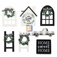 Cintas decorativas para ventanas de madera de arco de formas surtidas, marco de ventana de madera de varios estilos, manualidades para decoración de pared de granja para el hogar DIY