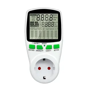 디지털 AC 전원 미터 소켓 Wattmeter 에너지 콘센트 220V 측정 전기 비용 분석기 FR 플러그 와트 모니터