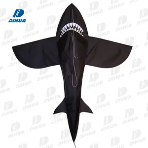 Voando pipas para crianças 3D Black Shark com dentes ao ar livre aeronaves recreativas grande Kite fácil de montar pipas voadoras