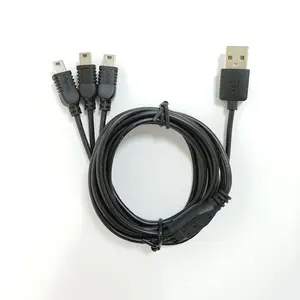 Kustom USB 2.0 AM untuk Mini B 5Pin 3 Way Power Splitter Kabel 1 3 Mini B Pria USB Kabel Splitter