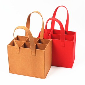 Bolsa de vino reciclada, bolsa de vino de tela de fieltro, diseño personalizado resistente, reutilizable, dividido, 4 /6 botellas - Product Image 4