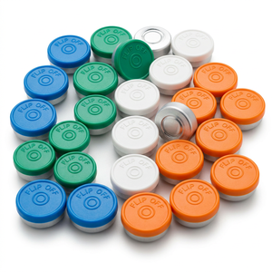 Custom Color Flat Smooth Top Flip-Off Aluminum Plastic Combination Caps for Standard Vial Packaging - Product Image 2