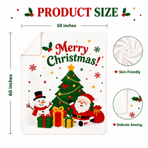<span class=keywords><strong>Manta</strong></span> de Franela Personalizada de 280 g/m², MOQ 1, <span class=keywords><strong>Manta</strong></span> de Lana con Diseño Navideño de Santa Claus y Muñeco de Nieve para Dropshipping, Regalo Navideño - Product Image 3