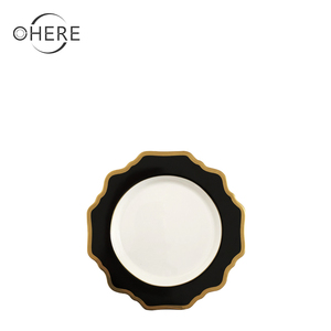 Assiette à dîner en forme de tournesol de couleur noire, ensemble de <span class=keywords><strong>vaisselle</strong></span> de fête de banquet de mariage, plat en porcelaine mat de 13 pouces, vente en gros - Product Image 5